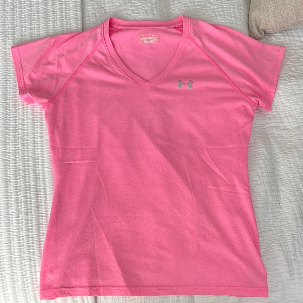 Under Armour Bright Pink V-Neck Tee